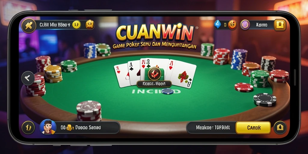 Tampilan gameplay Poker CUANWIN dengan antarmuka yang menarik dan interaktif.