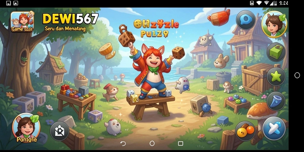 Tangkapan layar gameplay DEWI567 yang menampilkan tantangan puzzle.