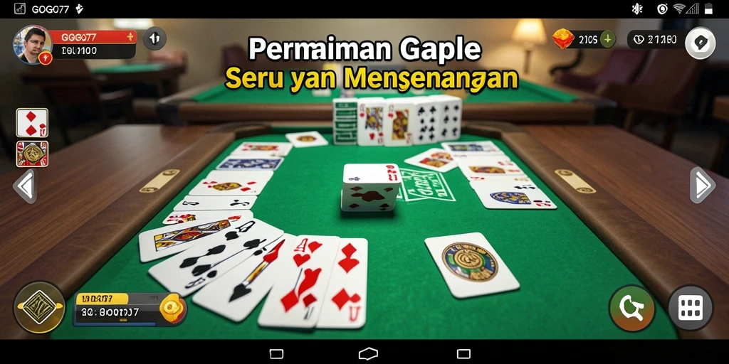 Screenshot GOGO77 menampilkan gameplay Gaple yang seru dan interaktif.