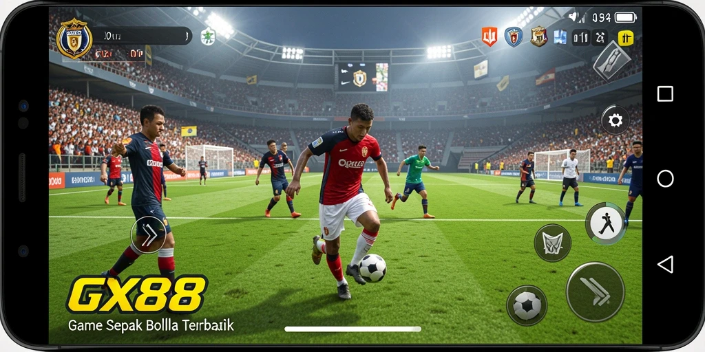 Tangkapan layar GX88 menampilkan aksi pertandingan sepak bola yang mendebarkan.