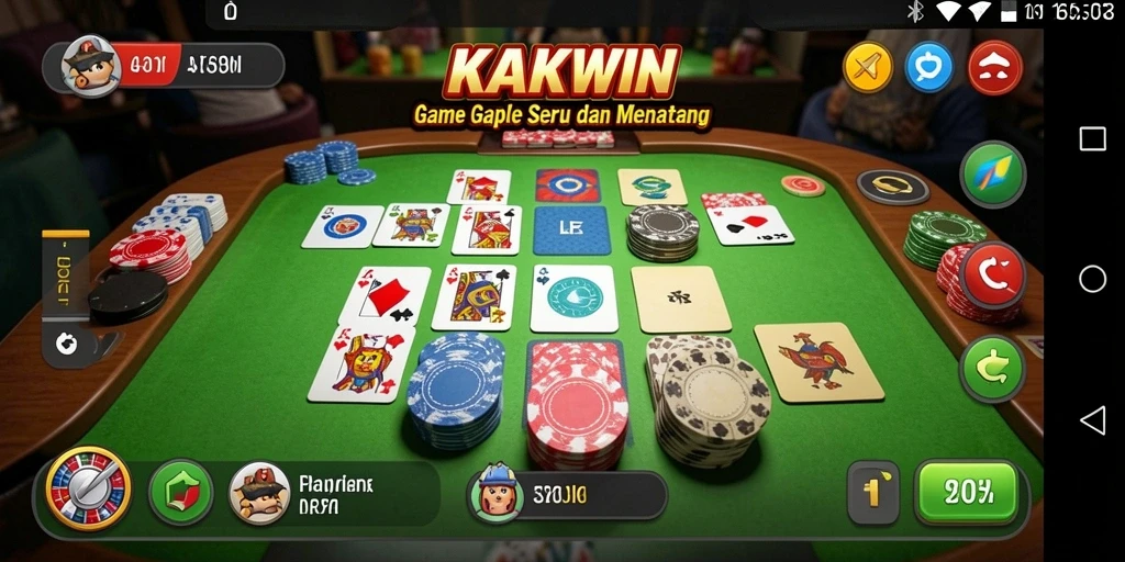 Tampilan gameplay KAKWIN yang menampilkan keseruan permainan Gaple.