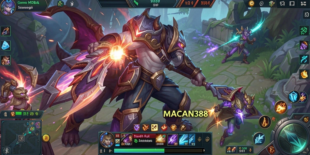 Tampilan gameplay menarik dari MACAN388 yang penuh aksi MOBA.
