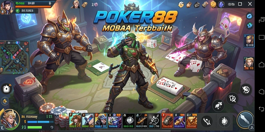 Screenshot POKER88 menampilkan pertempuran seru dalam arena MOBA.