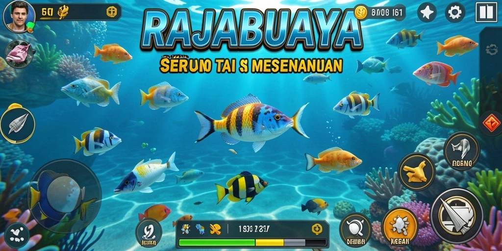 Screenshot utama gameplay Tembak Ikan RAJABUAYA yang mendebarkan.