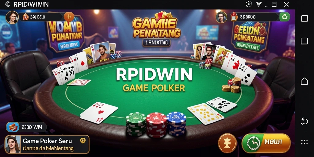 Tampilan utama gameplay RPIDWIN dengan suasana Poker yang mendebarkan.