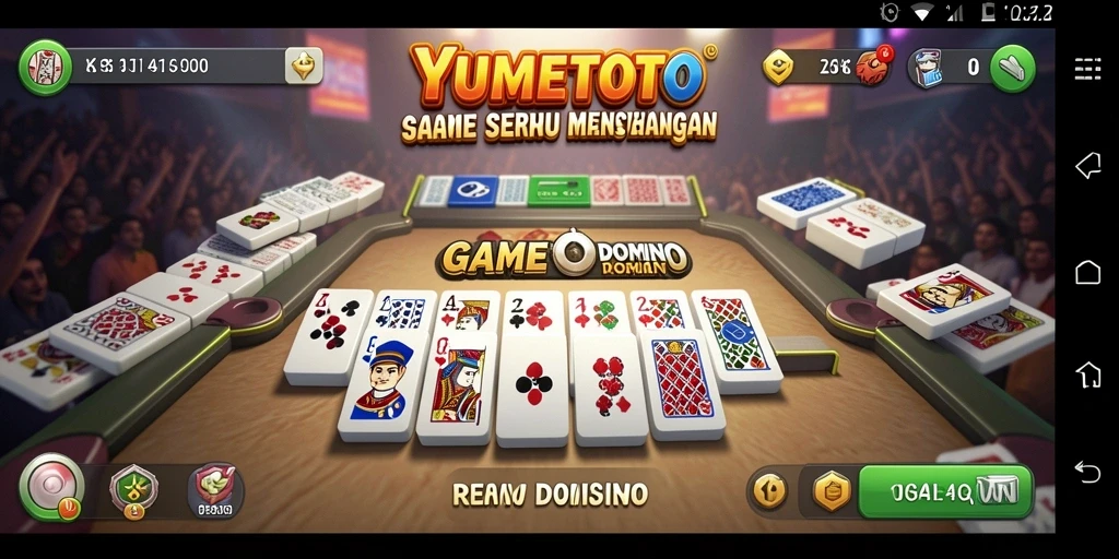 Screenshot dari gameplay YUMETOTO, menampilkan aksi seru permainan Domino.
