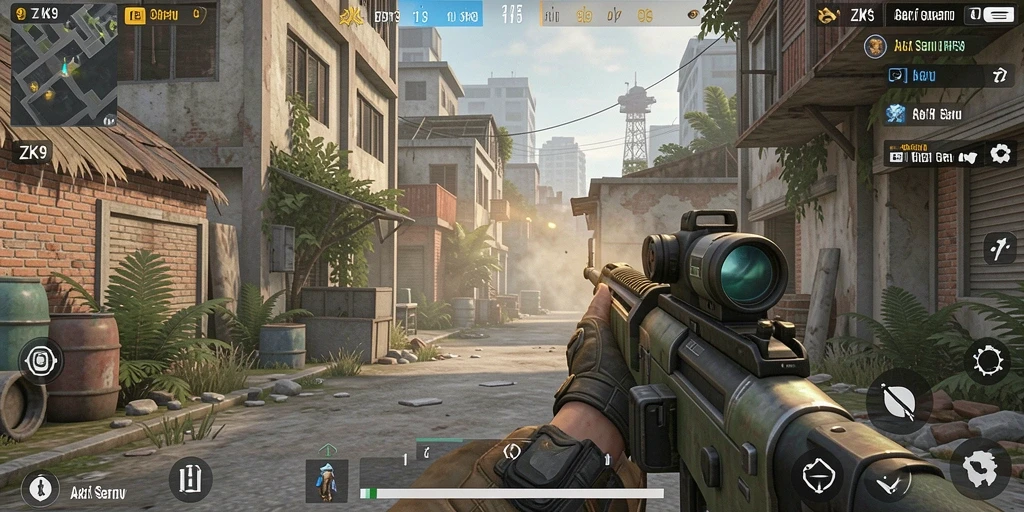 Gameplay seru dalam ZK9 yang menampilkan aksi tembak-menembak intens.